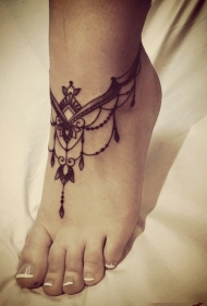 脚踝上的少女心，唯美脚链个性纹身