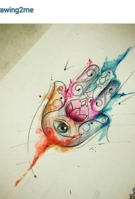 法蒂玛之手欧美彩色纹身图案手稿