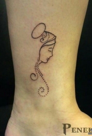 脚踝女郎点刺小清新纹身图案