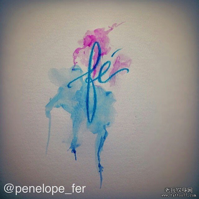 泼墨小清新字母纹身图案手稿