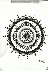 欧美点刺梵花纹身图案手稿