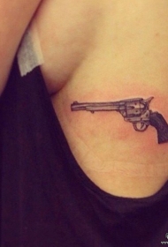 背部欧美手枪黑灰纹身图案缩略频道推荐图