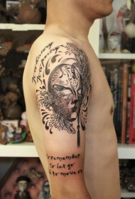 大臂威尼斯面具复古字符纹身图案