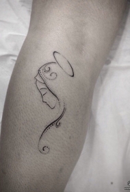 小腿线条简单人像小清新纹身图案