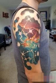 手臂上彩绘技巧原宿星空简单个性线条纹身图片