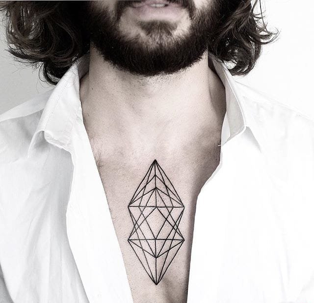 10款简洁几何元素纹身个性线条纹身图案大全