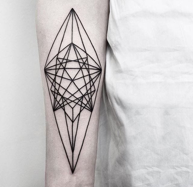 10款简洁几何元素纹身个性线条纹身图案大全