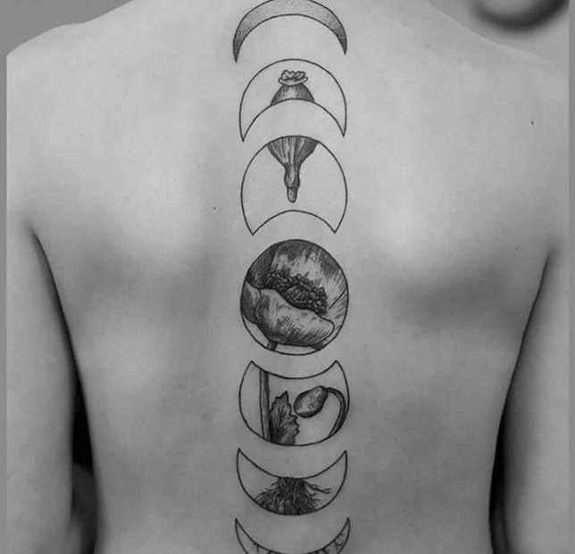 一组黑白灰风格关于植物和动物的个性纹身图案