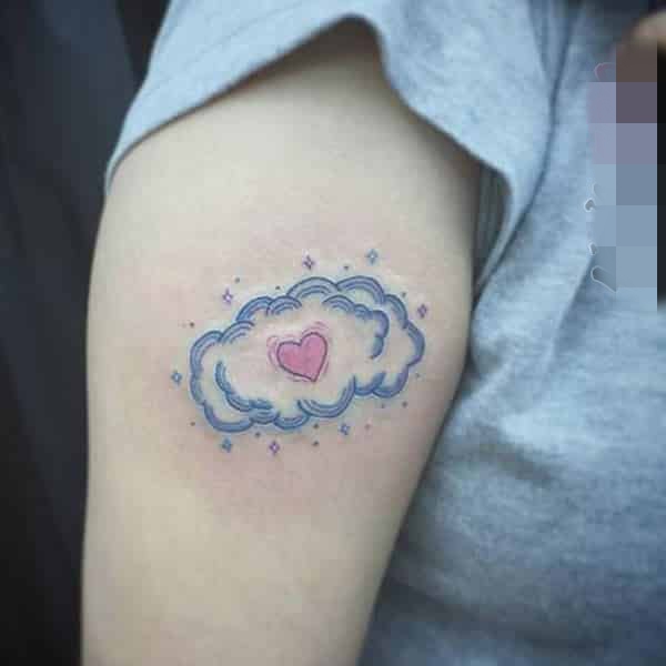 12款简洁个性的黑白纹身点刺技巧云朵纹身图案大全