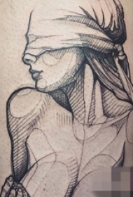 一组黑白灰风格纹身素描技巧人物肖像纹身图案