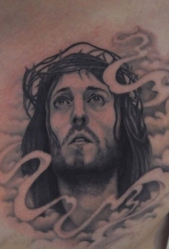 男士胸前个性耶稣头像纹身图案