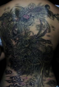 女性满背漂亮的飞天纹身图案