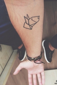小臂折纸小清新狗纹身图案