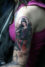 手臂观音彩绘纹身图案