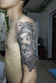 手臂般若面具艺妓纹身图案缩略频道推荐图