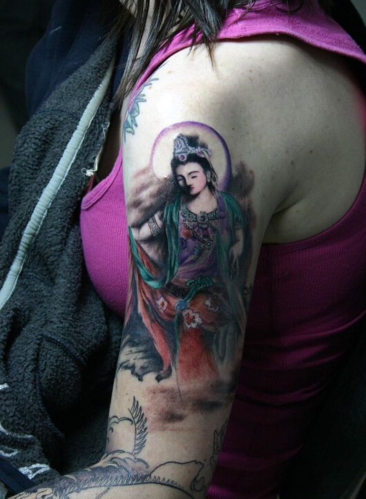 手臂观音彩绘纹身图案