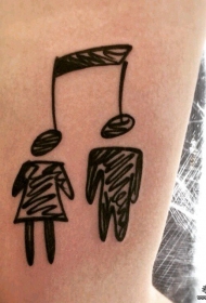 大臂音符人物个性黑色纹身图案