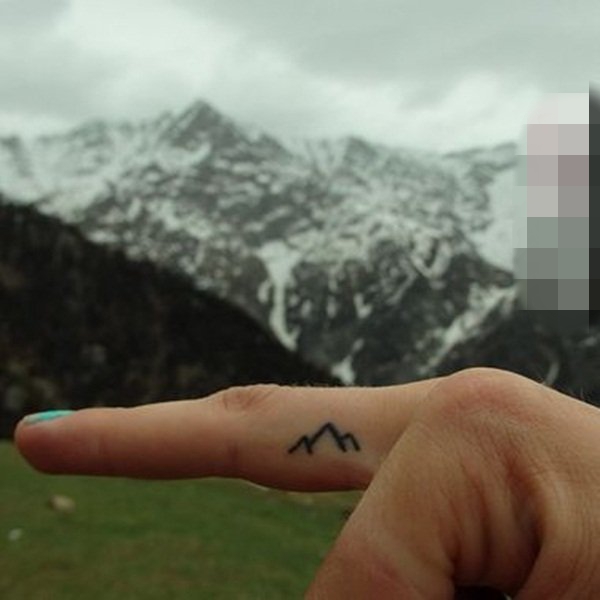 一组黑白灰风格简单个性线条几何小清新纹身图案