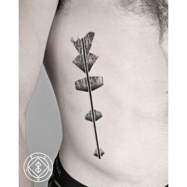 一组黑白点刺技巧简约线条几何元素纹身图案大全