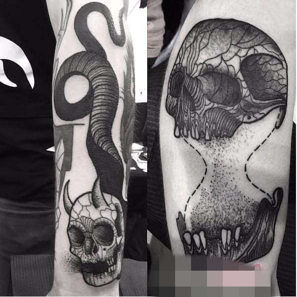 一组黑白系列有性格的简单个性线条纹身图案大全