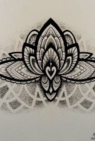胸部点刺梵花纹身图案手稿
