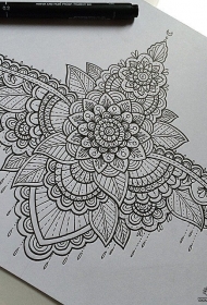 欧美梵花蕾丝挂饰纹身图案手稿