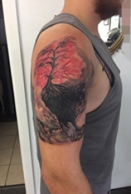 手臂上彩绘技巧渐变抽象线条植物素材生命树纹身图片