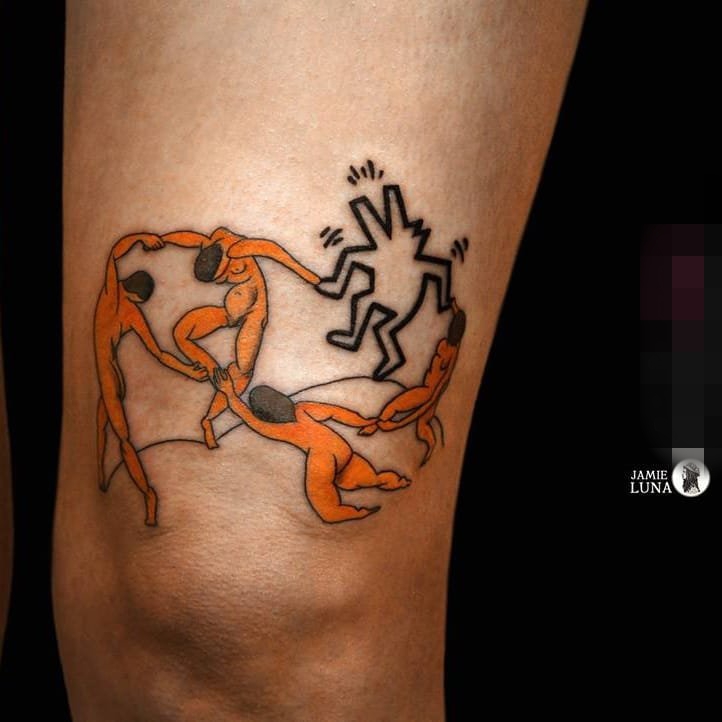 黑白点刺技巧个性的简单线条纹身图案