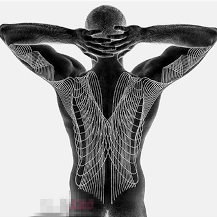 漂亮的白色几何元素简单个性线条隐形纹身图案