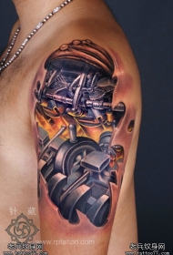 大臂机械彩色3D纹身图案