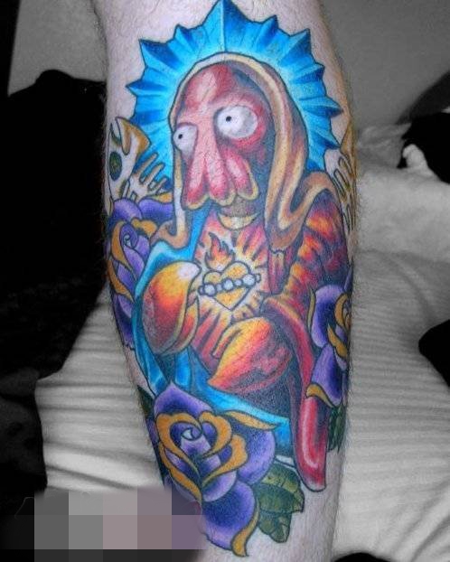 手臂上动漫卡通抽象个性纹身图案