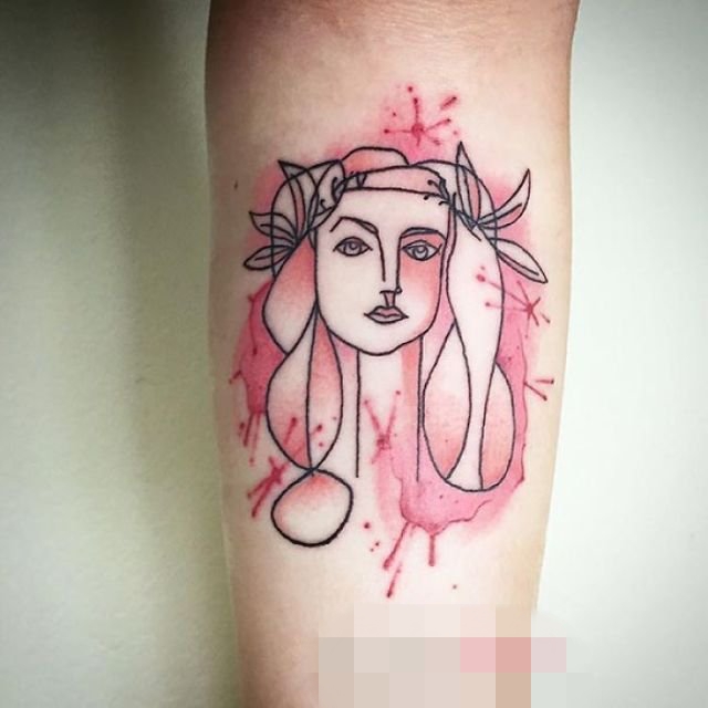 抽象线条毕加索个性纹身图案