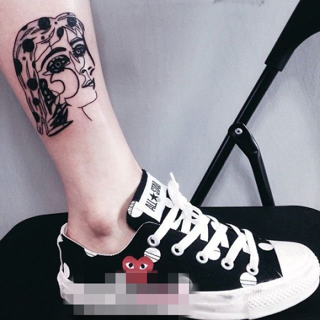 抽象线条毕加索个性纹身图案