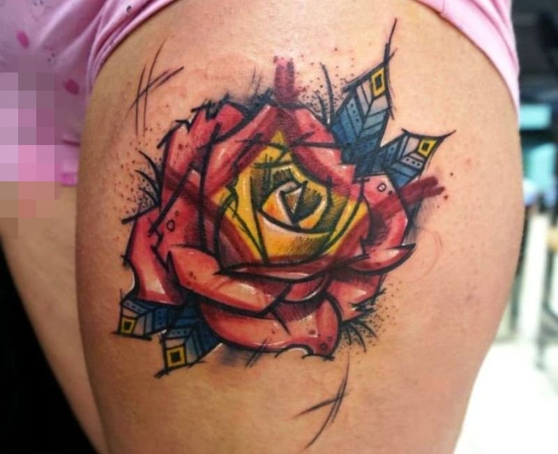 女生唯美植物彩绘技巧玫瑰花纹身图案