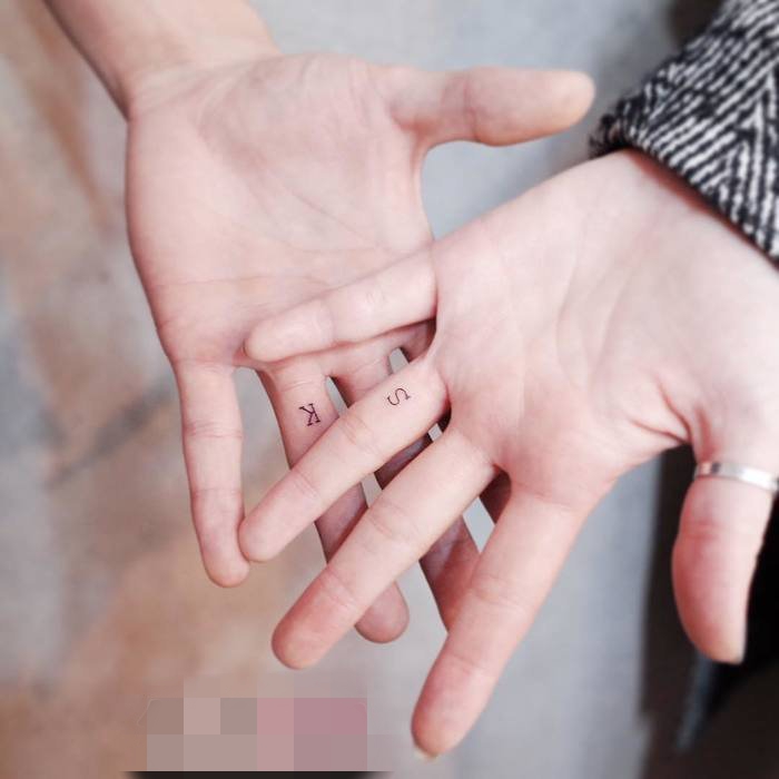 有爱的几何元素简单线条情侣纹身图案