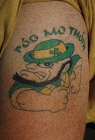 腿部彩色爱尔兰愤怒的妖精纹身