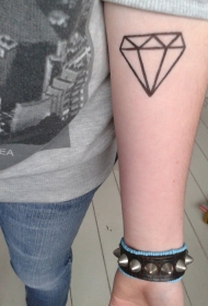 简单黑色钻石轮廓纹身图案