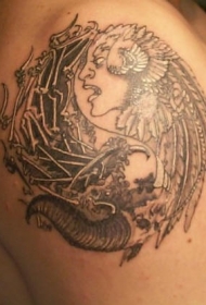 黑灰组合阴阳纹身图案