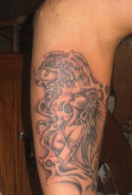 阿兹特克的小女孩肖像纹身图案