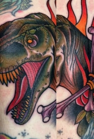 new school腿部彩绘恐龙纹身图案