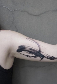 大臂黑色水墨简单装饰纹身图案