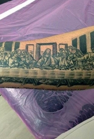 手臂基督教主题黑白主的晚餐纹身图案