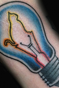 new school灯泡与猫剪影纹身图案