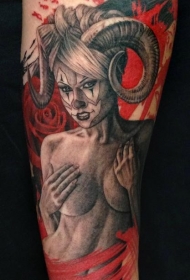 墨西哥传统风格性感魔女纹身图案