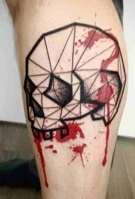 腿部简单的彩色人类头骨纹身图片