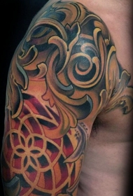 蛋白几何风格多彩饰品纹身图案