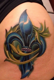 腰部色彩鲜艳的鸢尾纹身图案