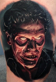 彩色恐怖僵尸脸纹身图案