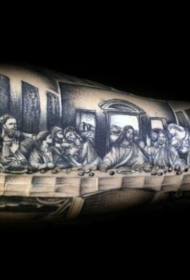 手臂黑色宗教最后的晚餐纹身图案