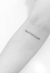 小臂小清新黑色字母宗教纹身图案